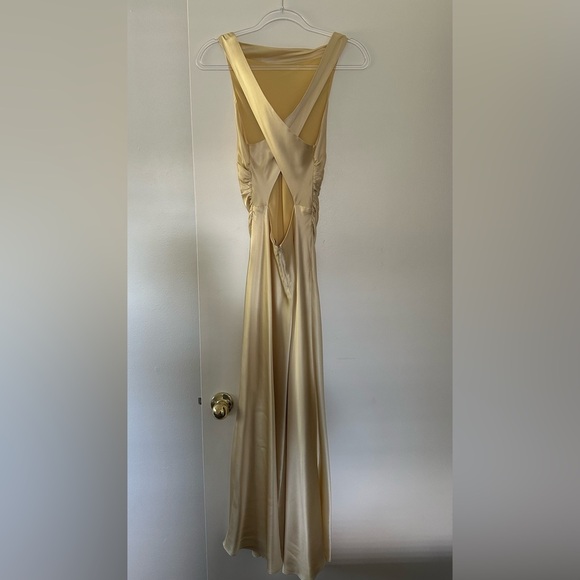 Reformation Silk Casette Midi Dress in Pale Yellow- Size 4 - Picture 6 of 12